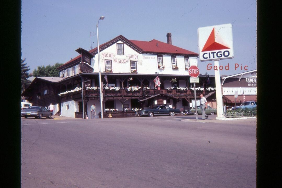 #SL2 - Vintage 35mm Slide Photo- Street Scene- New Glarus Hotel Restaurant- 1979