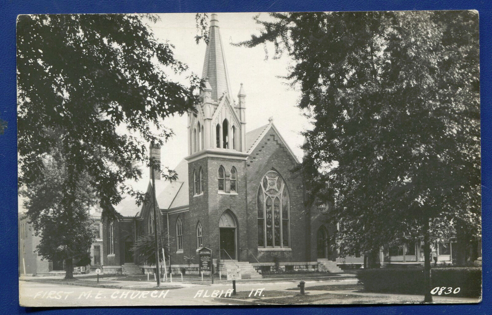 Albia Iowa ia First M E Church real photo postcard RPPC