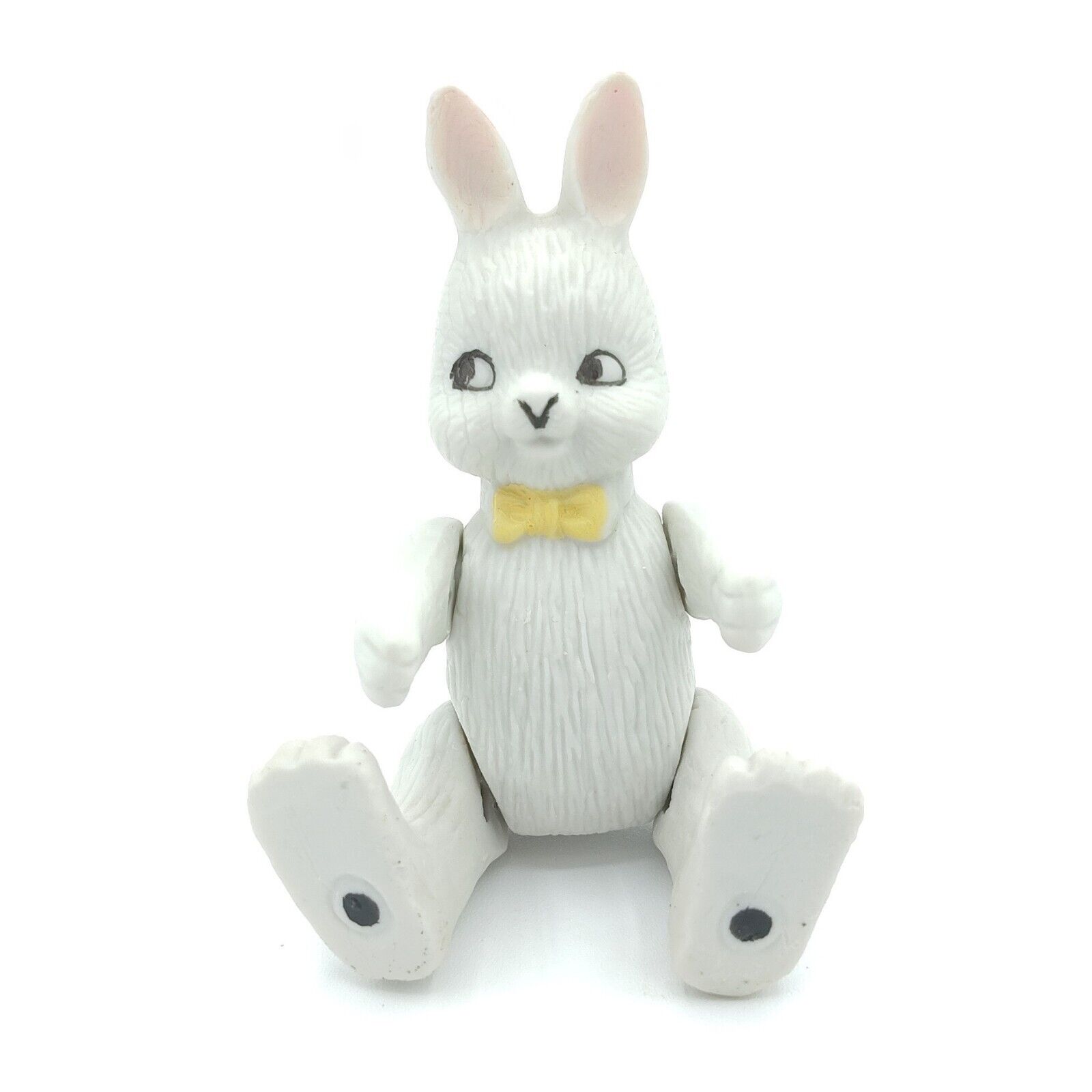Small Vintage Flambro Articulated Jointed Bunny Rabbit Ceramic Figurine White 4\