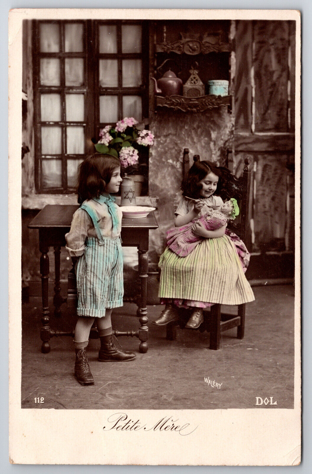 Vintage Doll Postcard French Girls \
