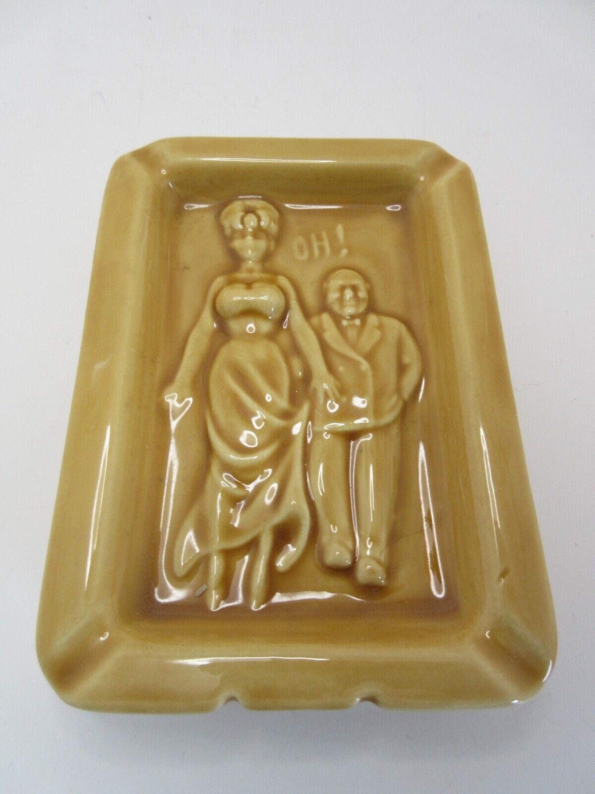 Old Vintage Risque Naughty Ceramic Pottery Ashtray Man & Woman