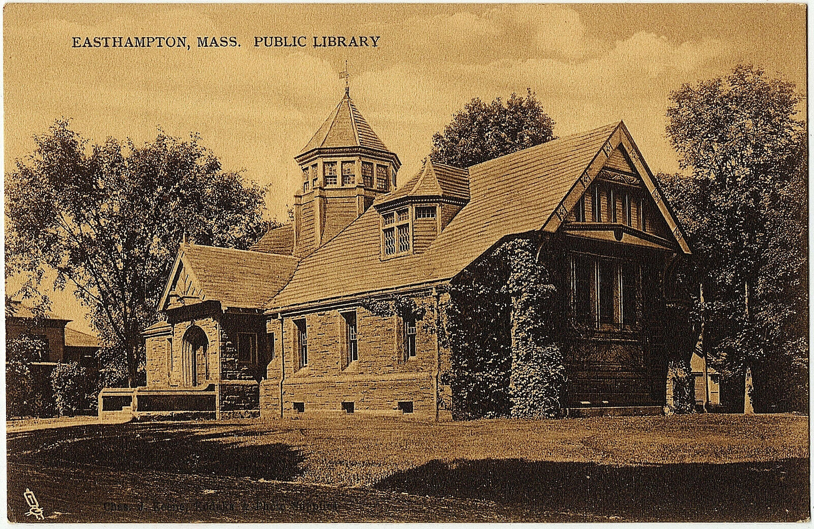Easthampton MA 1914 Postcard Public Library Mass RARE Raphael Tuck DB Antique