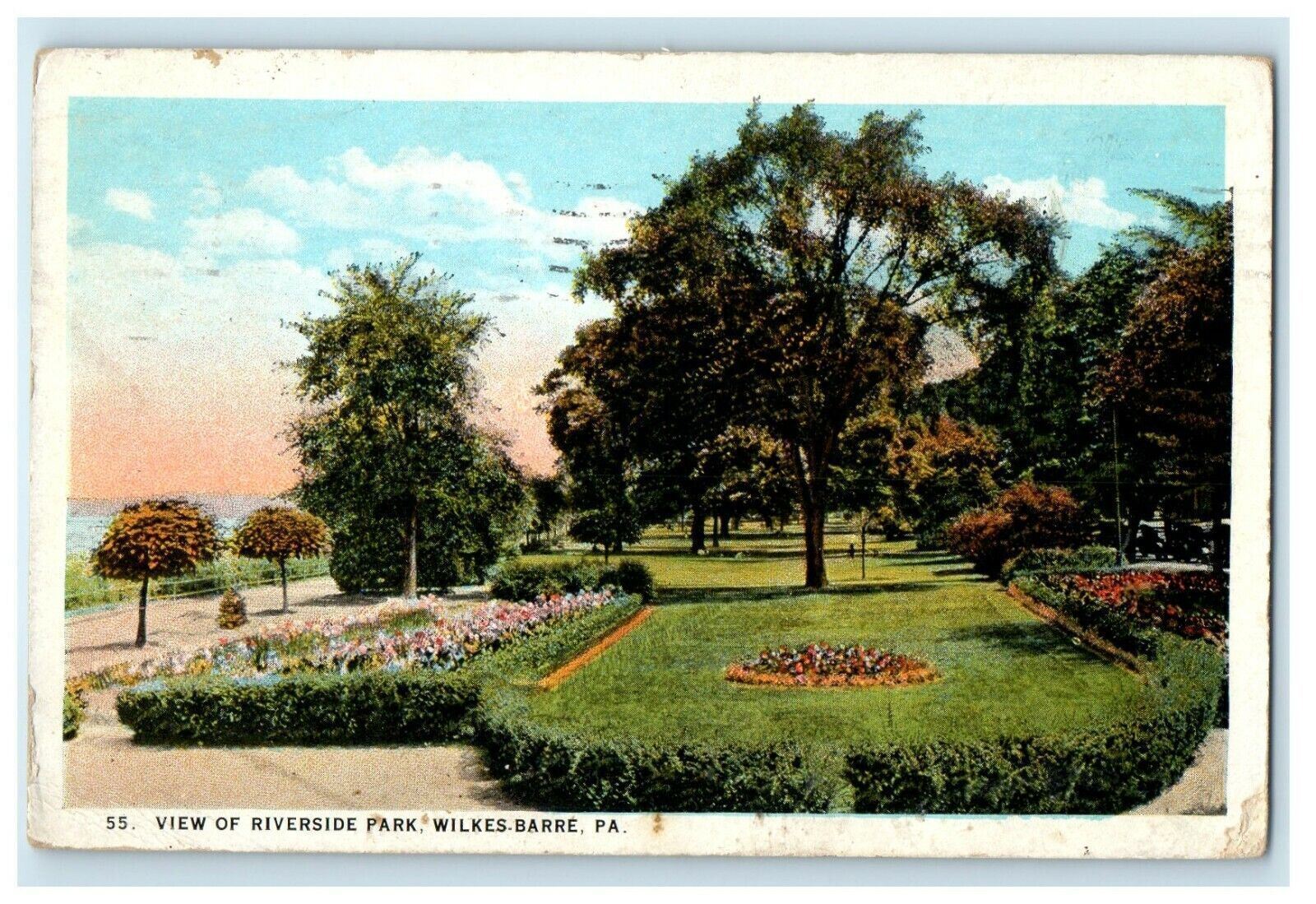 1925 View of Riverside Park, Wilkes-Barre, Pennsylvania PA Postcard