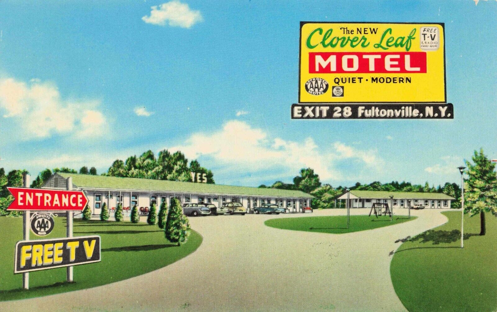 Clover Leaf Motel Roadside Inn Fultonville, New York Vintage PC