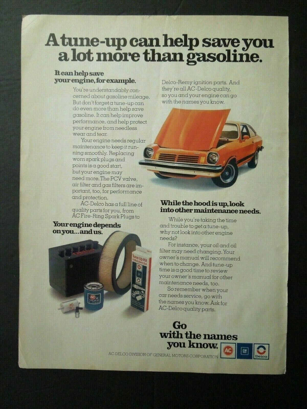 1976 AC DELCO Quality Automotive Parts Chevy Vega - Magazine Ad