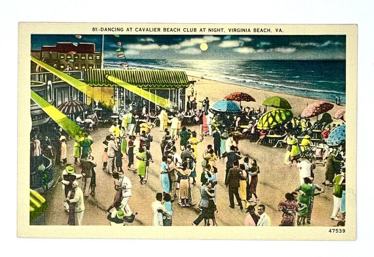 Postcard VA Virginia Beach Virginia Dancing at Cavalier Beach Club at Night