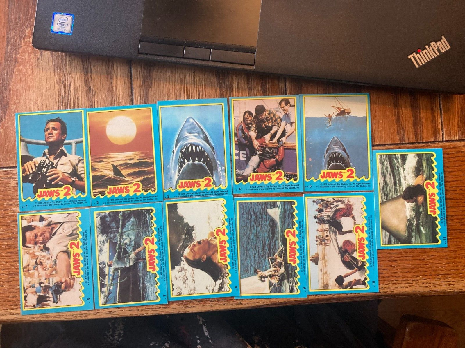 1978 Topps JAWS 2 Complete 11 Sticker Card Set Roy Scheider Near Mint , Mint