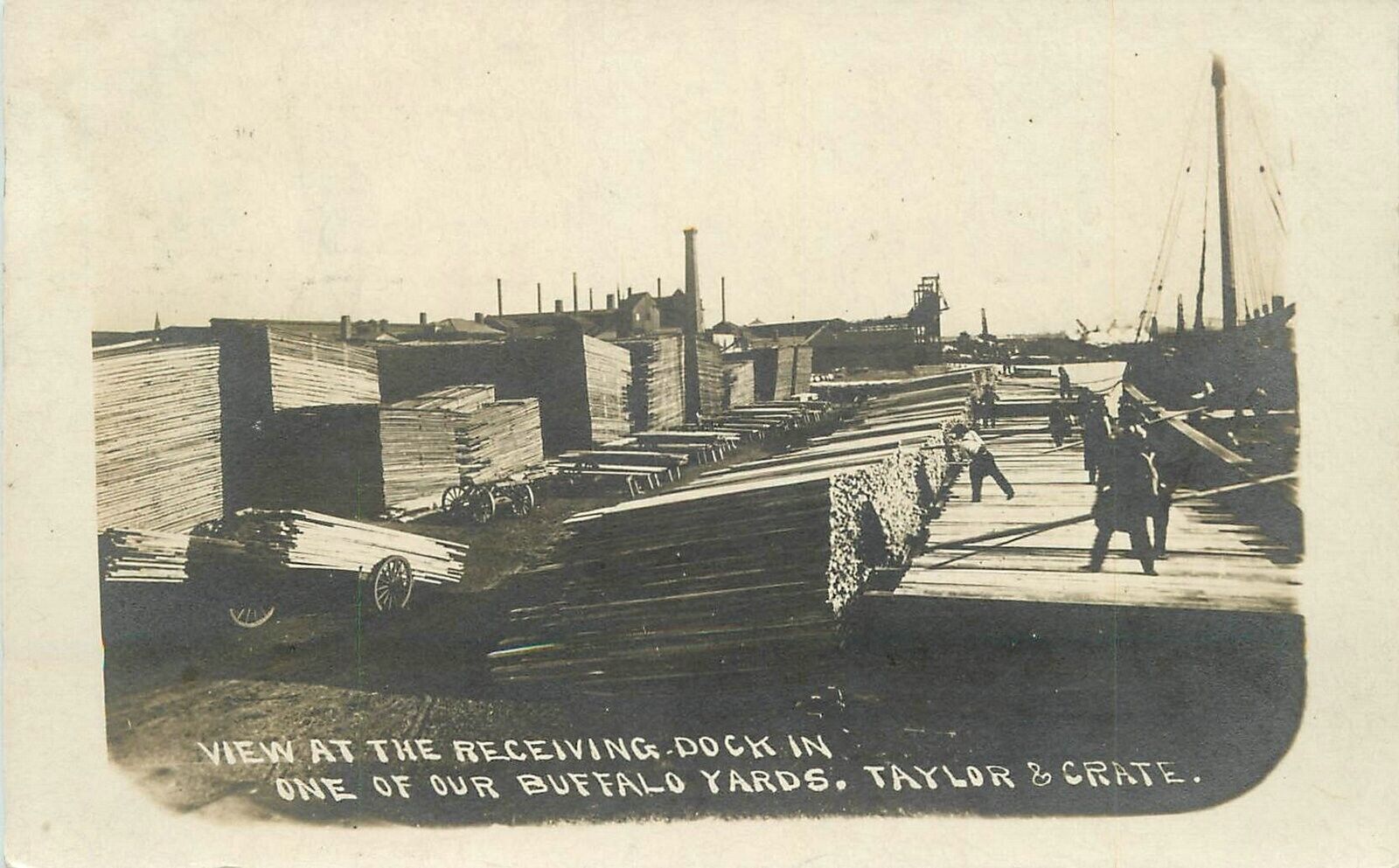 Postcard RPPC New York Buffalo 1909 Logging Lumber Sawmill 23-2136