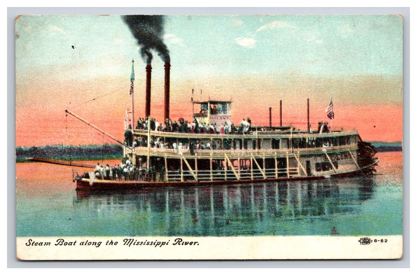 Steam Boat Along The Mississippi River, Divided Back Postcard