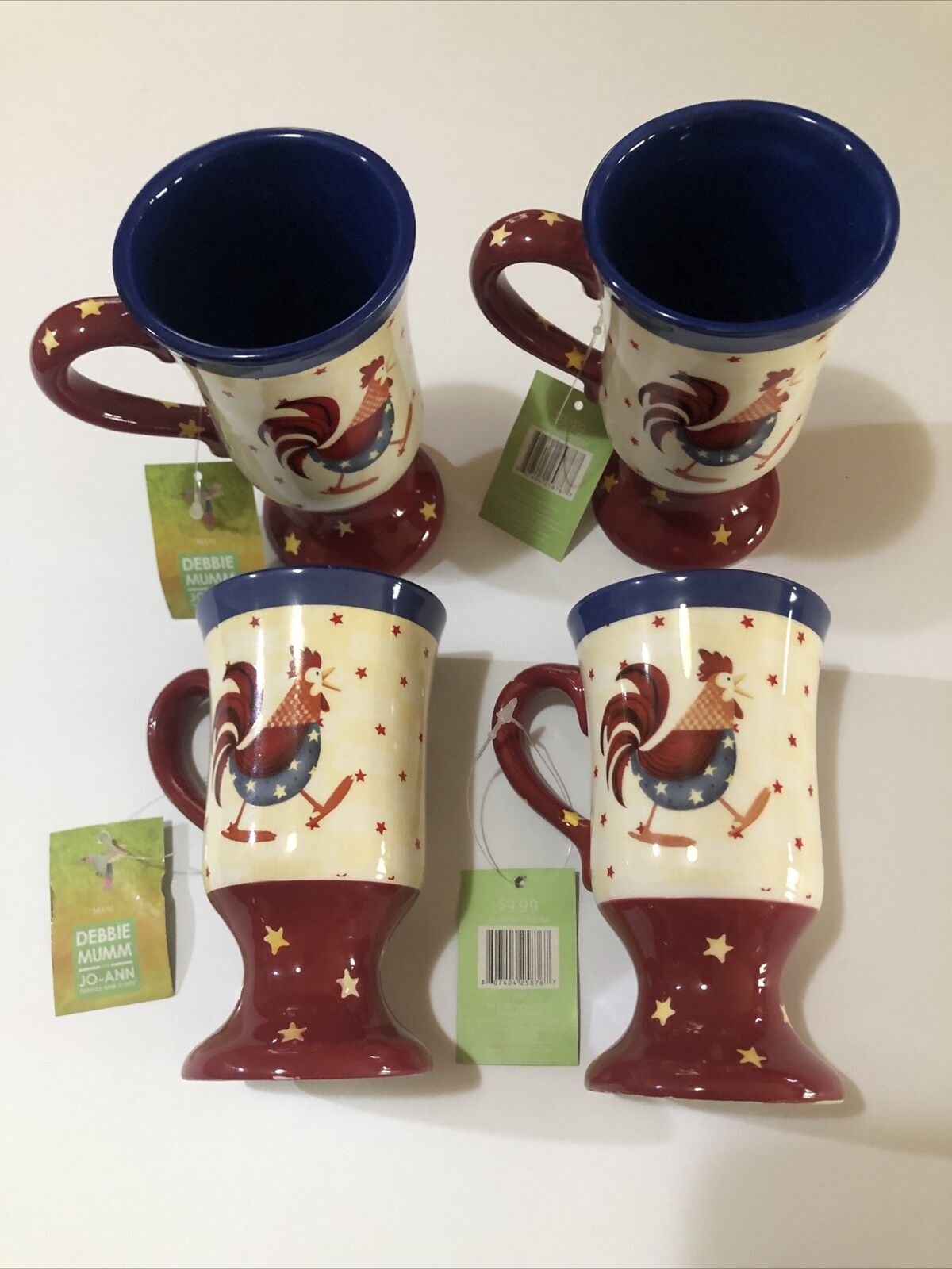 VTG Rooster Cups By Debbie Mumm Set Of 4