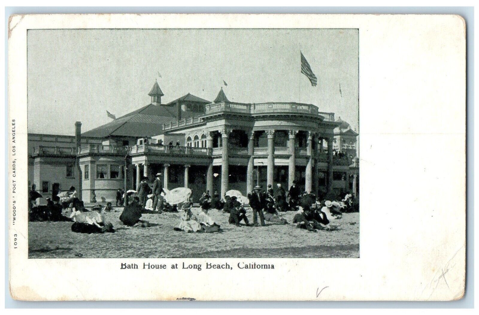 c1905 Bath House Exterior View Building Long Beach California Vintage Postcard