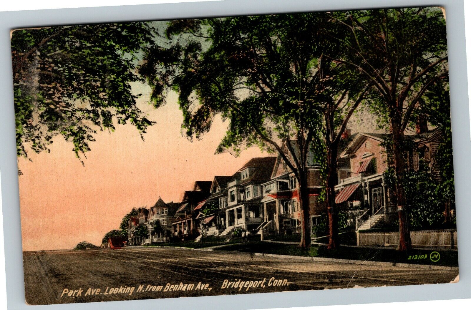 Bridgeport CT-Connecticut, Park Avenue Looking North c1912 Vintage Postcard