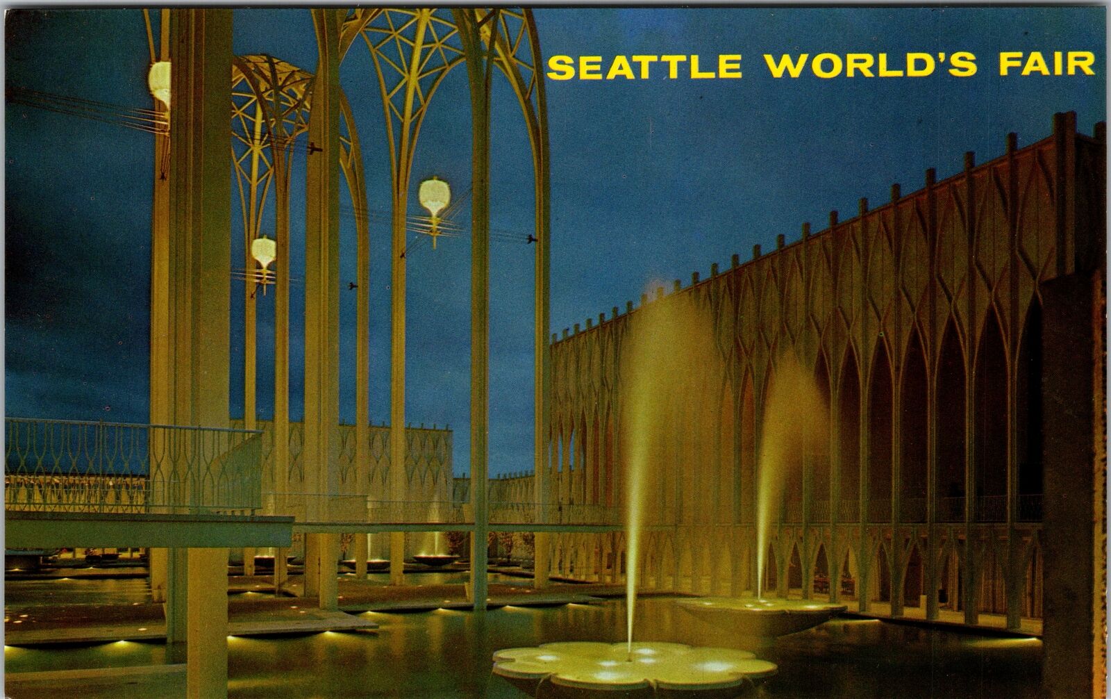 Seattle WA-Washington, US Science Pavilion At Night, Vintage Postcard