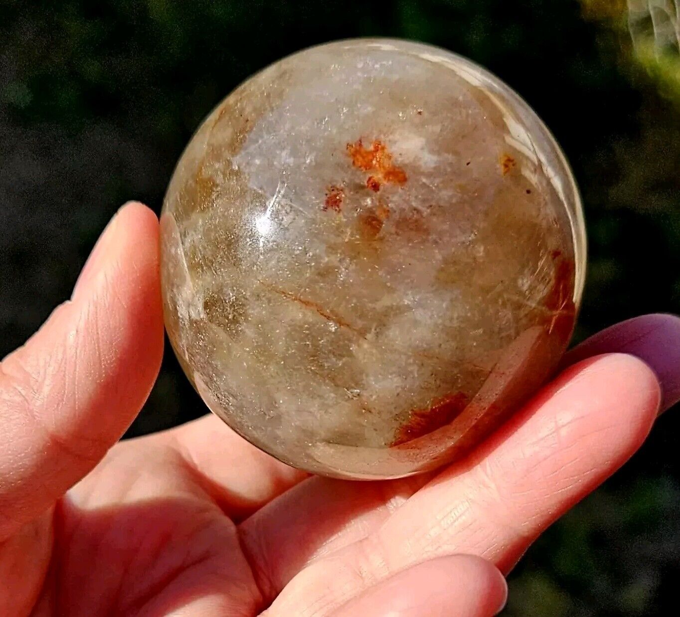 Natural Golden healer Smokey Quartz Fire quartz 195g Crystal Sphere 52mm