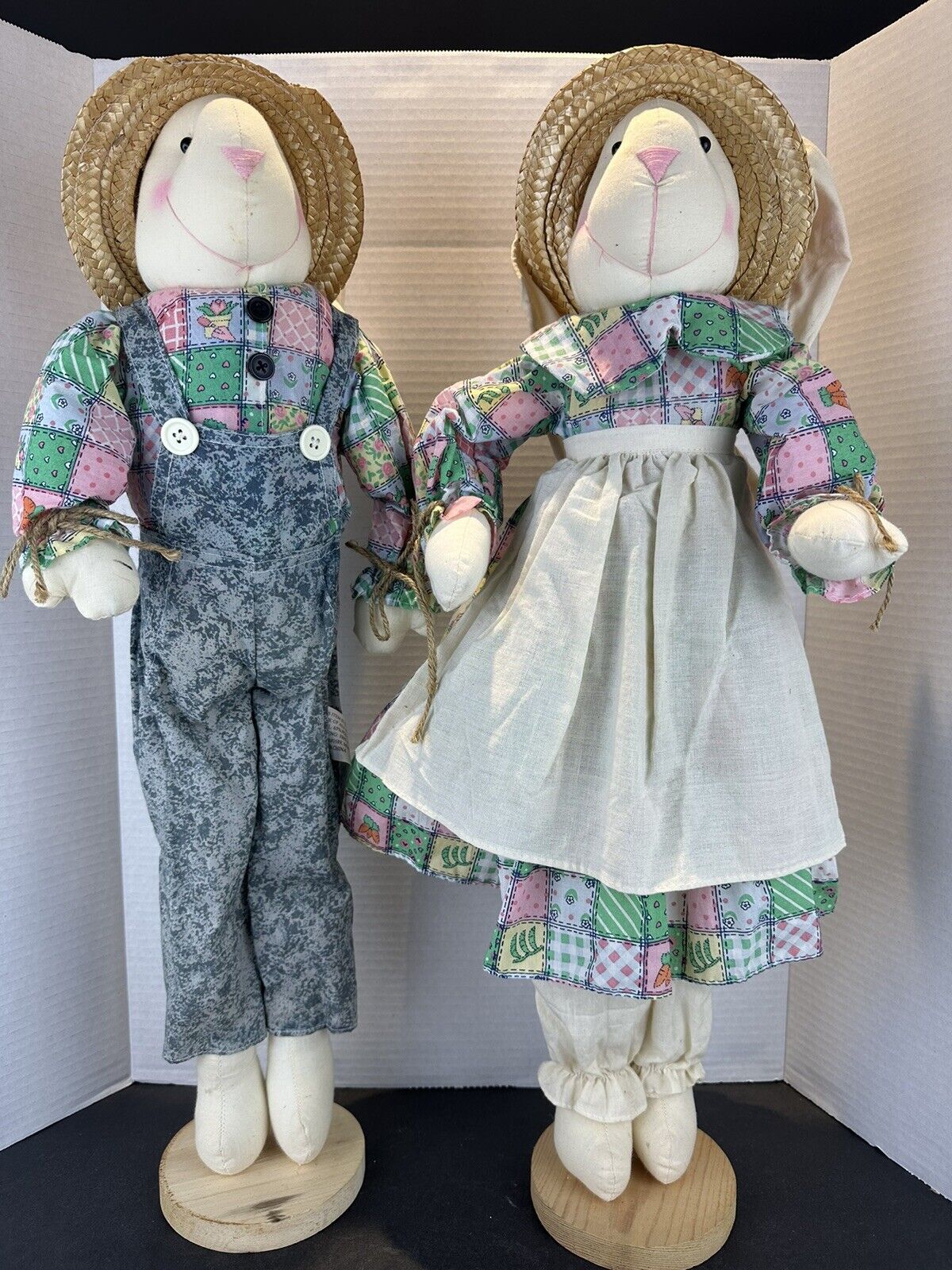 Vintage Collectible Pair Of Mr & Mrs Easter Bunny Standing Home Decor 36\'\' Tall