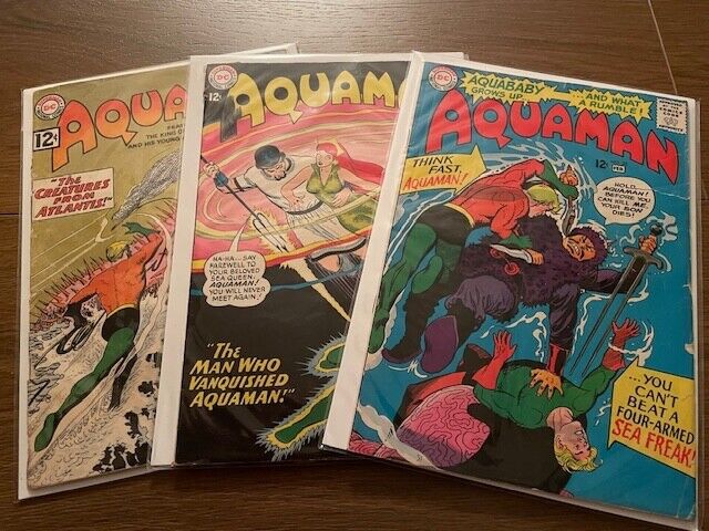 Aquaman #7 #17 #25 (1963-1966) Silver Age Comics est 2.0 (Good)