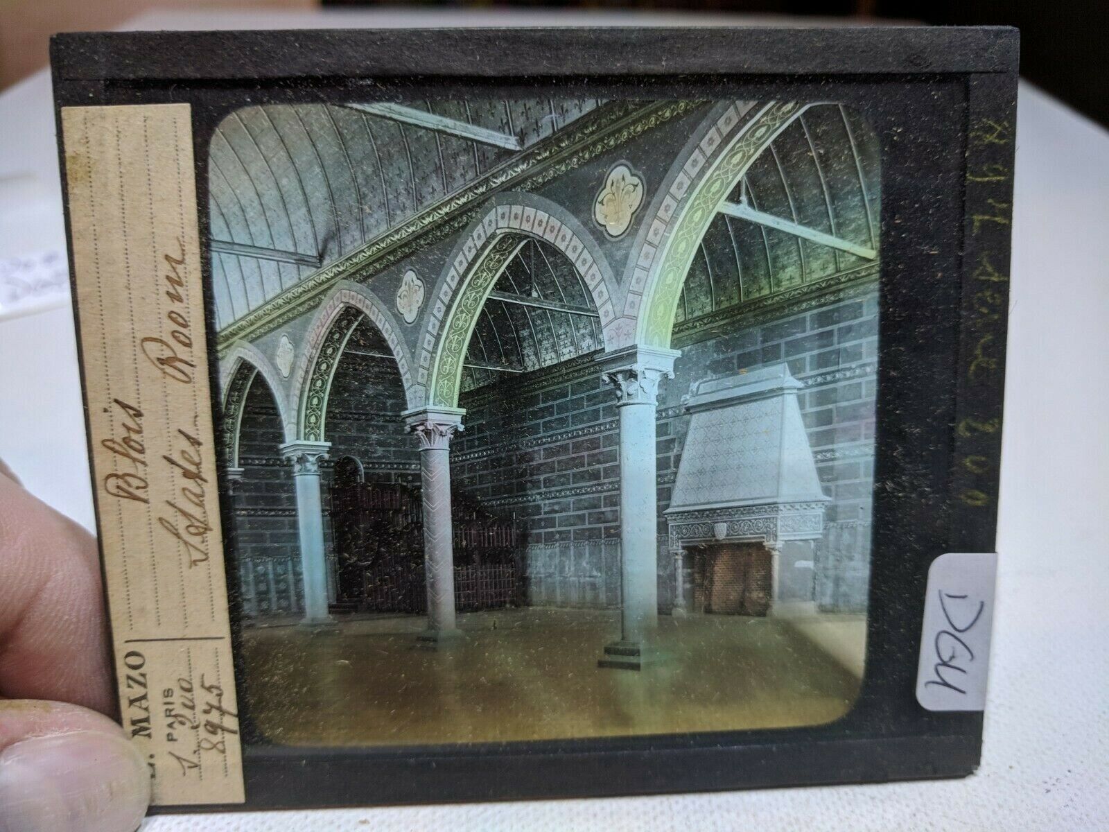 COLORED Glass Magic Lantern Slide DGT POLOIS STATES ROOM OLD HELP IDENTIFY