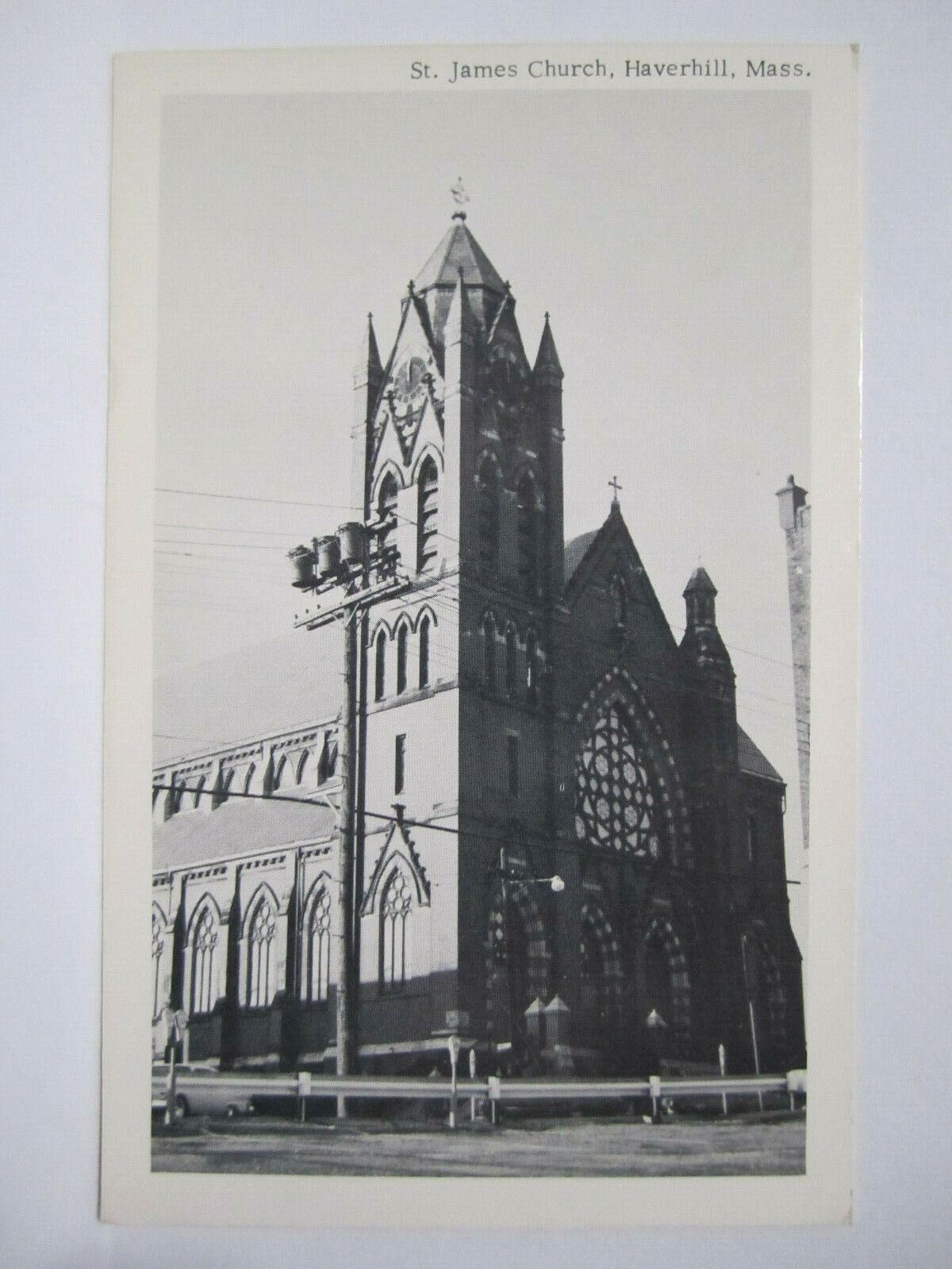 ST JAMES CATHOLIC CHURCH POSTCARD HAVERHILL MA MASSACHUSETTS 1950s