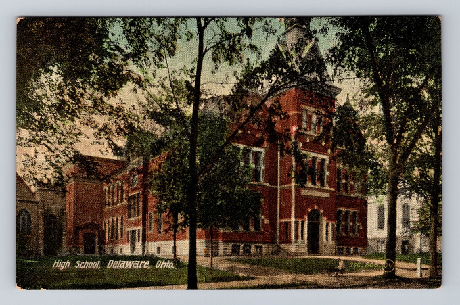 Delaware OH- Ohio, High School, Antique, Vintage Souvenir Postcard