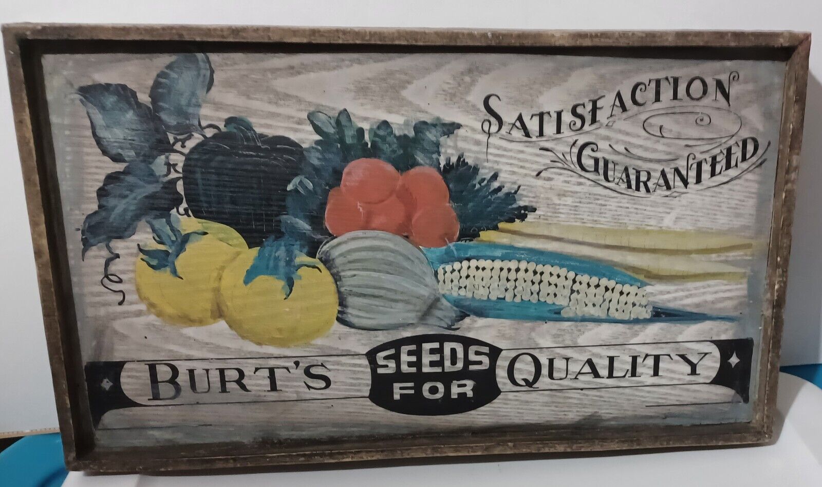 Vintage Burt Seeds Framed Vegetable Seed Advertisement  Decor Wall Art