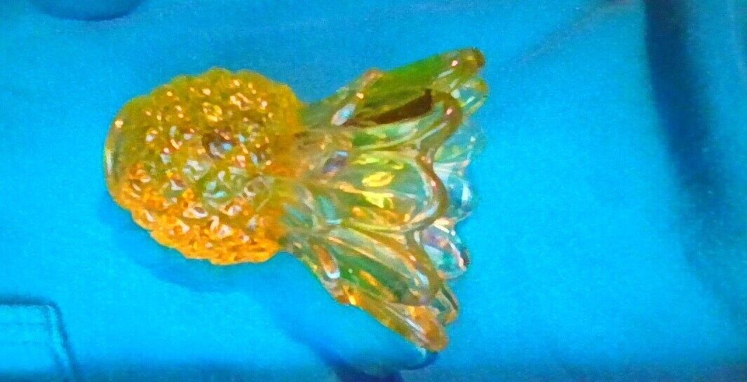 Rare vintage yellow glass pineapple candle holder