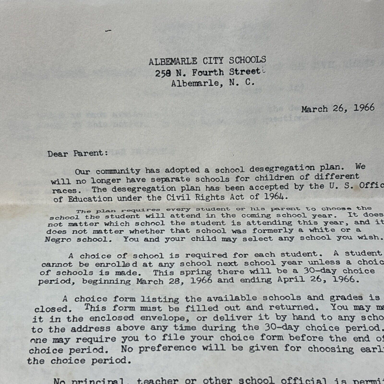 Desegregation Letter An Historical Piece From 1966 Reference Civil Rights Act