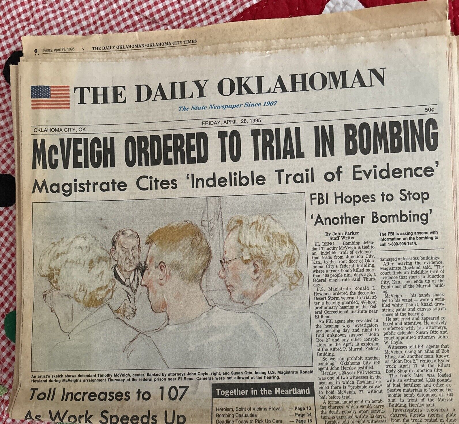4 Oklahoma City Bombing Daily Oklahoman 1995 Newspapers 4-28, 4-29, 4-30, 5-1