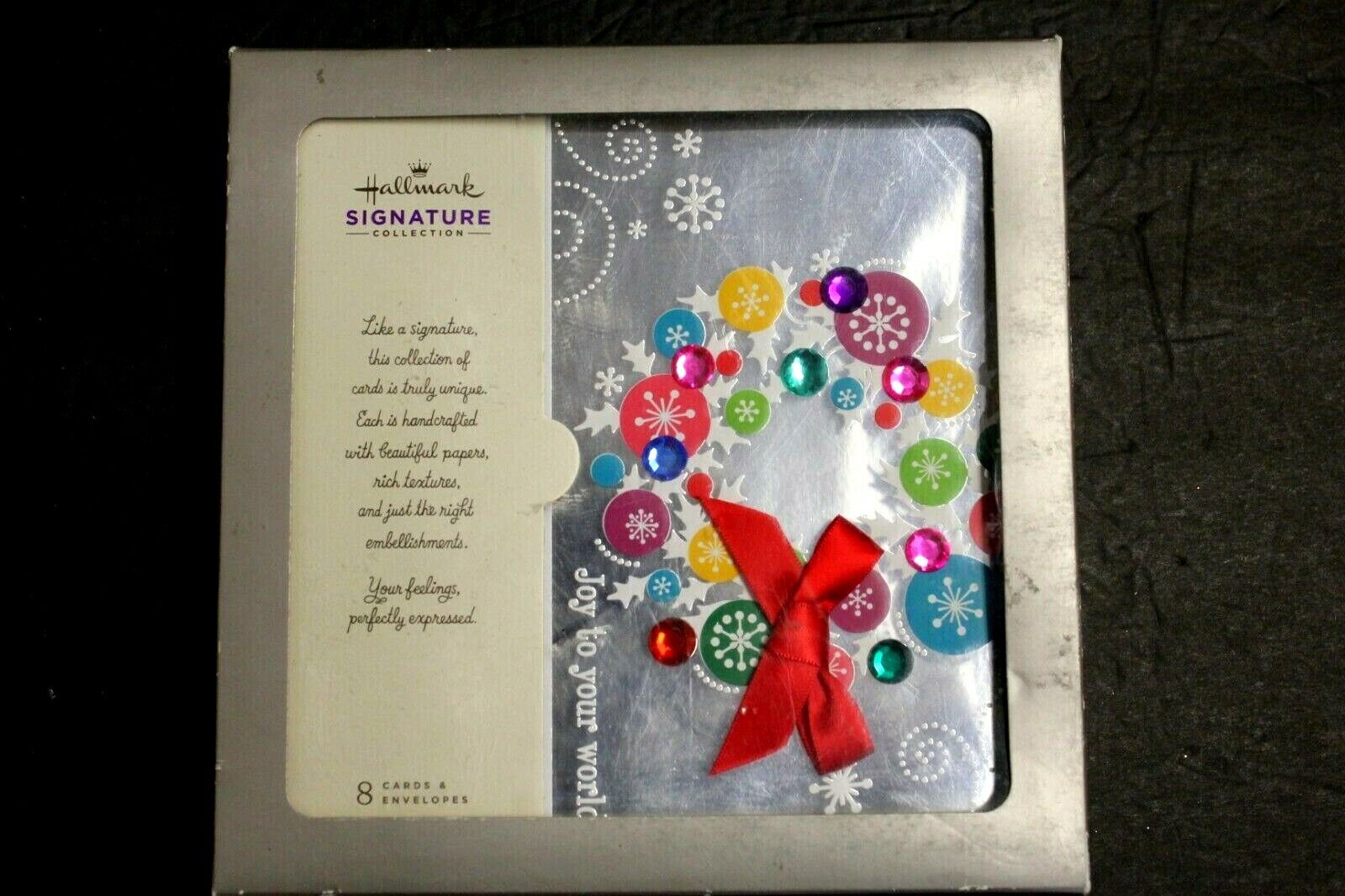 8 card Hallmark Signature Collection 8 Christmas Cards/Envelope Handcrafted 