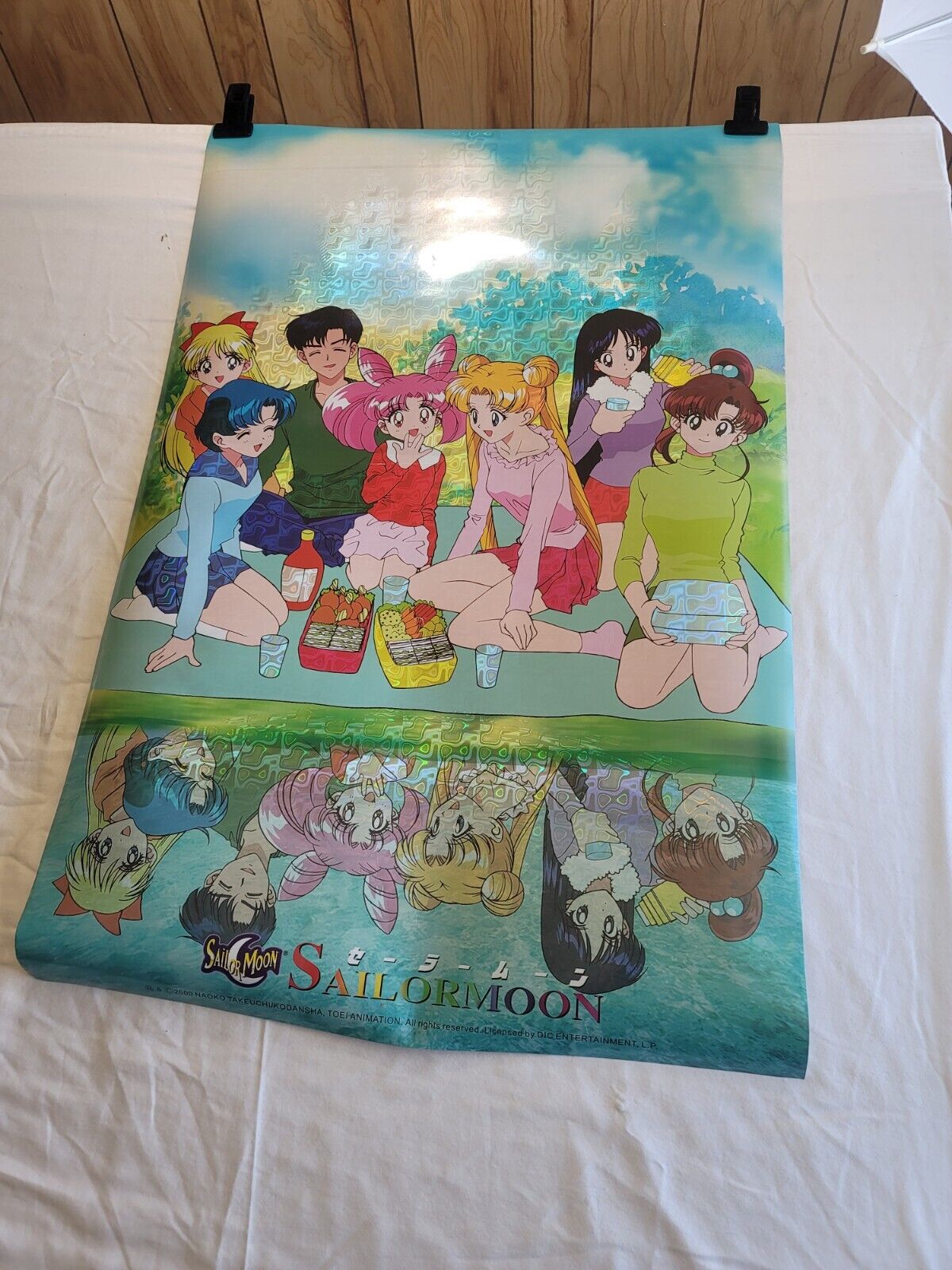 RARE Sailor Moon 2000 Holographic Heavy Paper Poster Picnic Lunch Anime Artwork