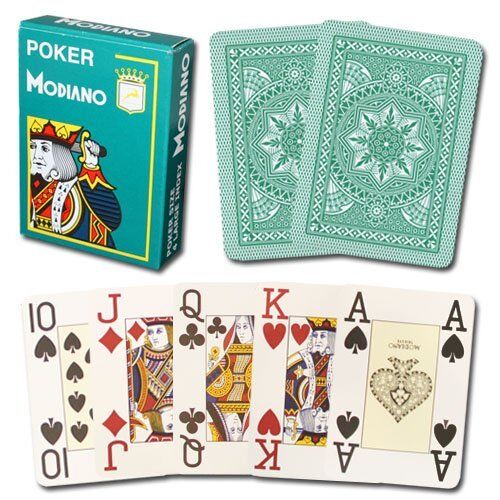 Dark Green Playing Card Deck Modiano Cristallo Poker Size 4 Pip Jumbo Index