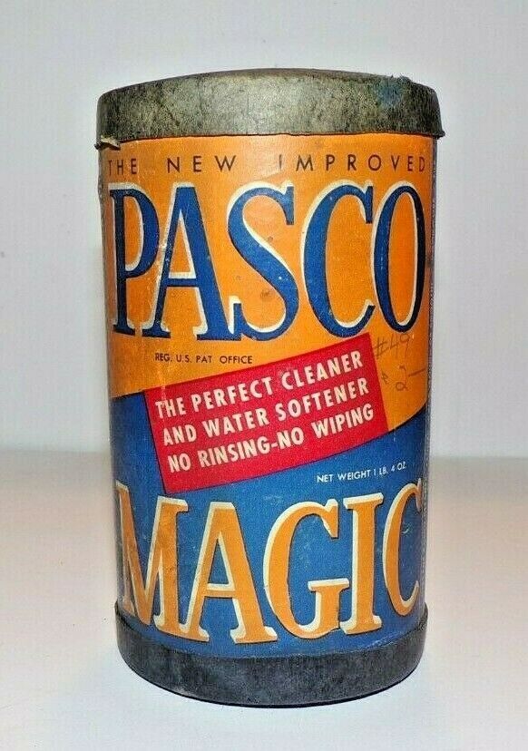Vintage Pasco Magic Cleaner Kitchen Can Empty Cardboard Container Hardware
