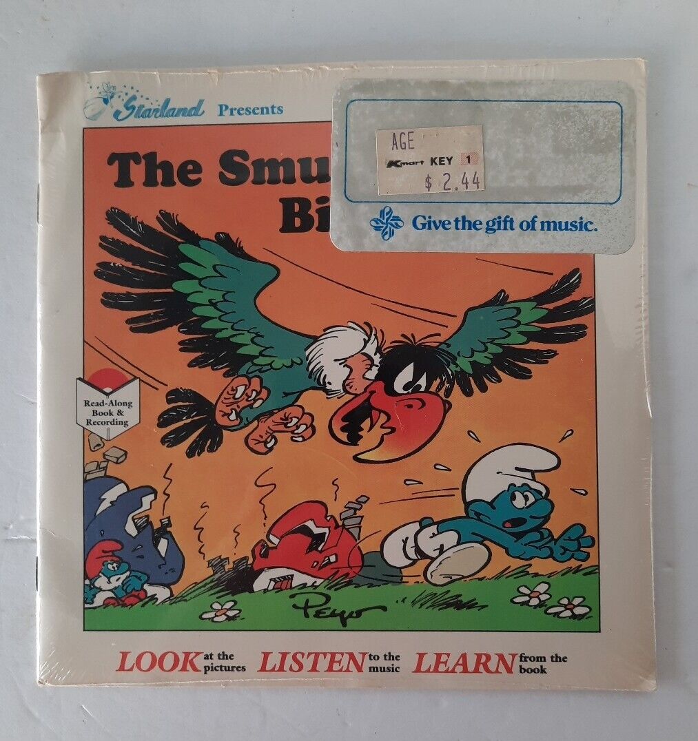 Vtg 1983 Peyo The Smurf-Eating Bird Smurfs Read-Along Book & 45 Record Sealed