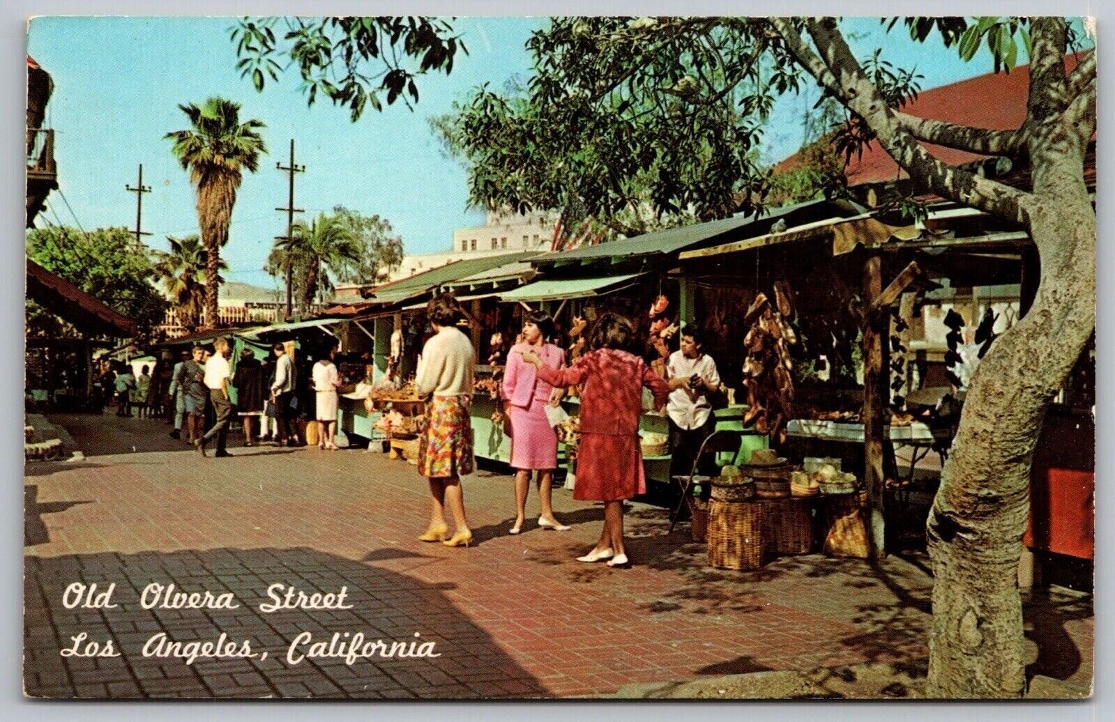 California Los Angeles Old Olvera Street View Palm Shopping Center VTG Postcard