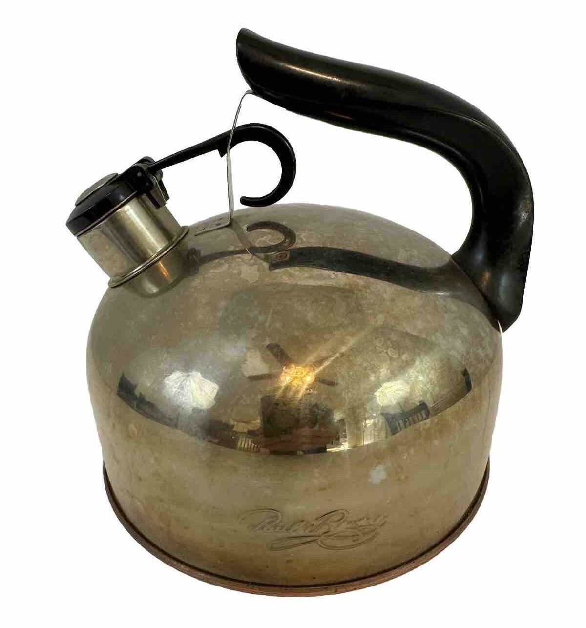 Vtg Paul Revere Ware 1801 Copper Bottom 2 qt Whistling Tea Kettle 95-C Stovetop
