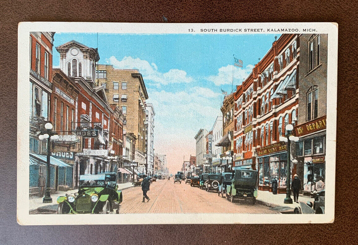 Unused South Burdick Street, Kalamazoo, Mich Postcard c1910s Michigan MI Stores