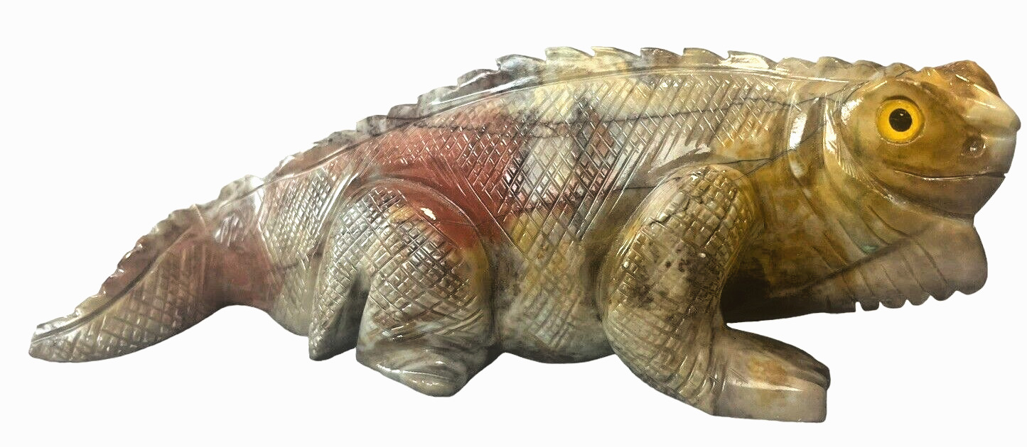750g Hand-Carved Stone Lizard Iguana Reptile Figurine ~7\