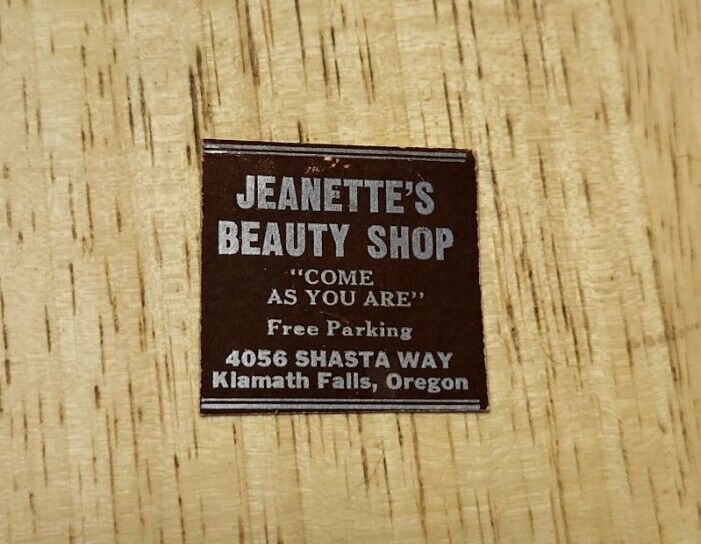 Vintage Ephemera Matchbook Clipping Jeanette\'s Beauty Shop Klamath Falls Oregon 