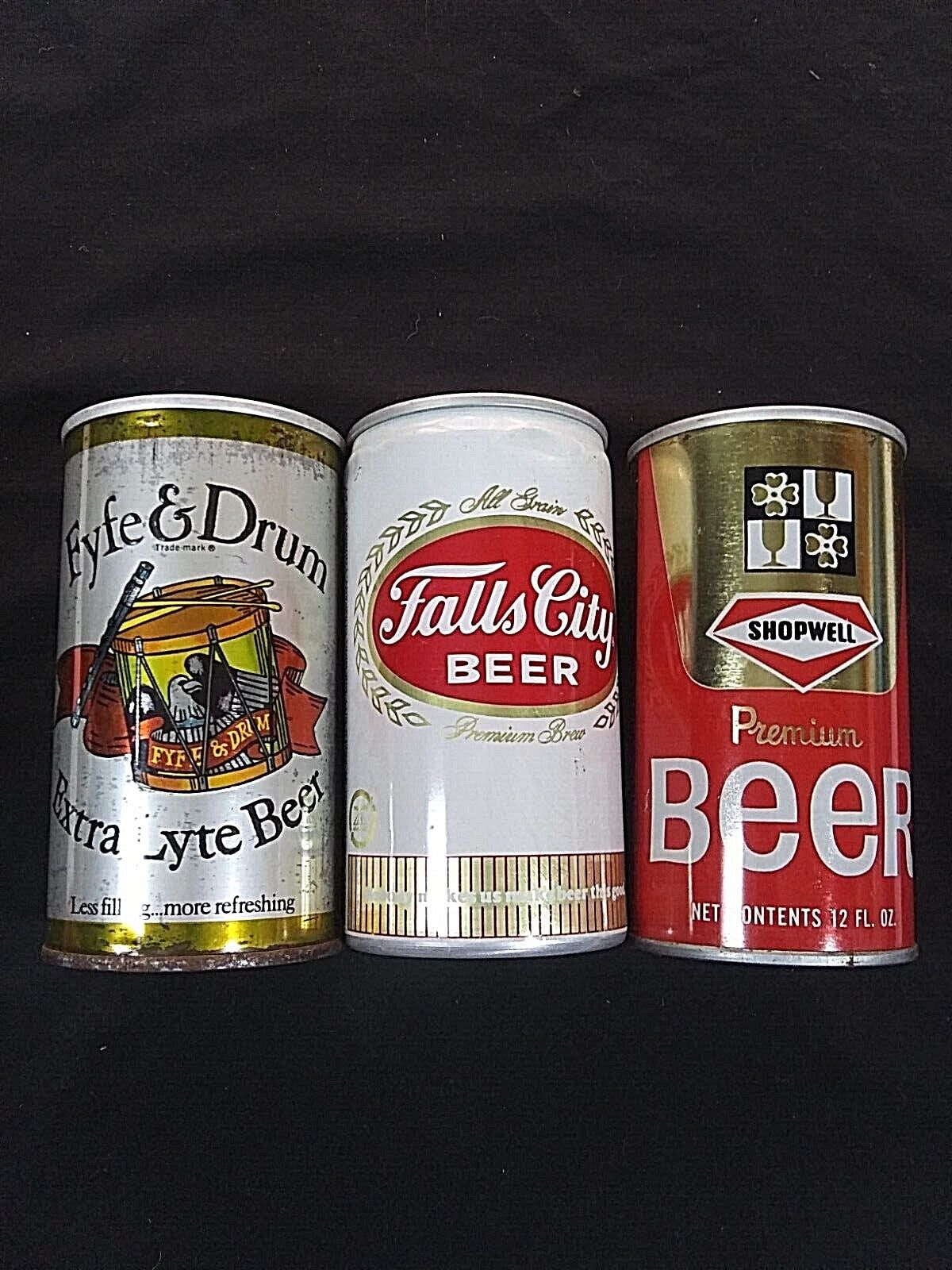 Vintage Fyfe & Drum & Falls City & Shopwell Beer Cans