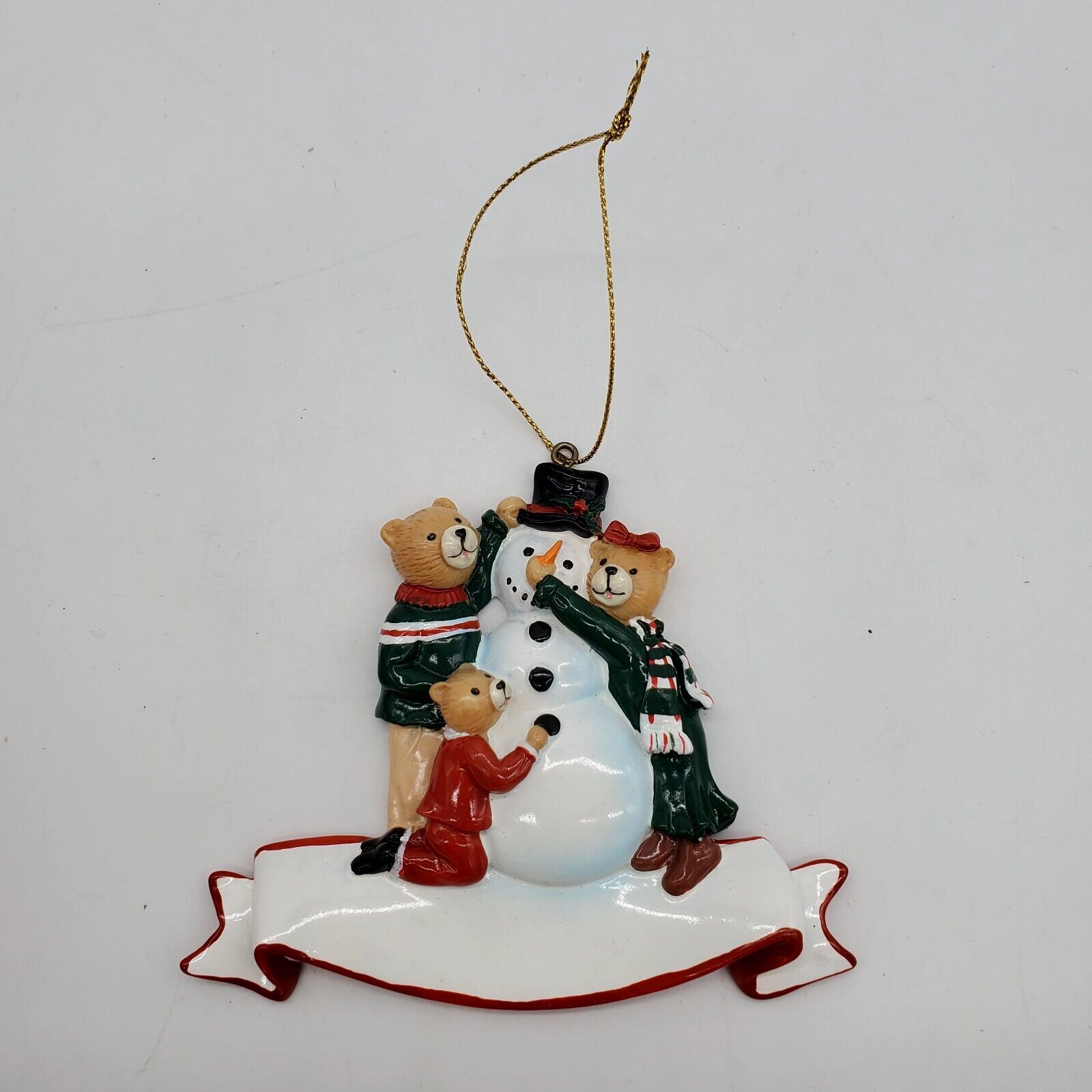 Family Christmas Ornaments - DIY Writing Names, Customize Resin Bear Snowman