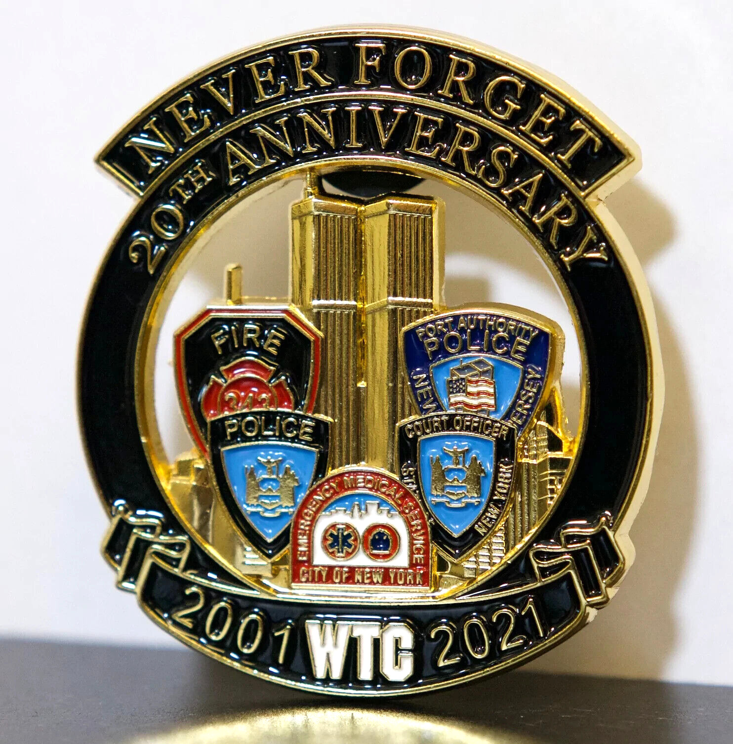 LIMITED EDITION 9-11 20TH ANNIVER.  NEVER FORGET WTC 2001-2021 COMMEMORATIVE PIN