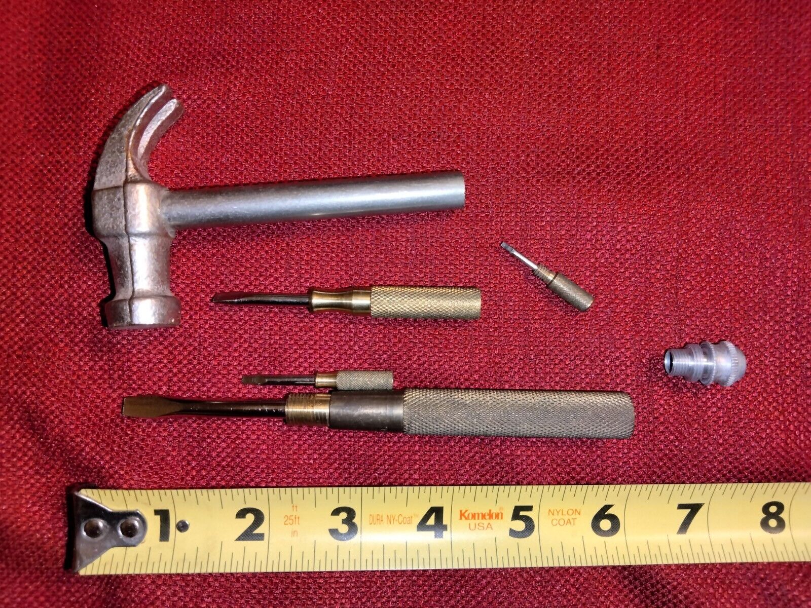 Vintage GAM USA small hammer & flathead screwdriver combo set home craft use, VG