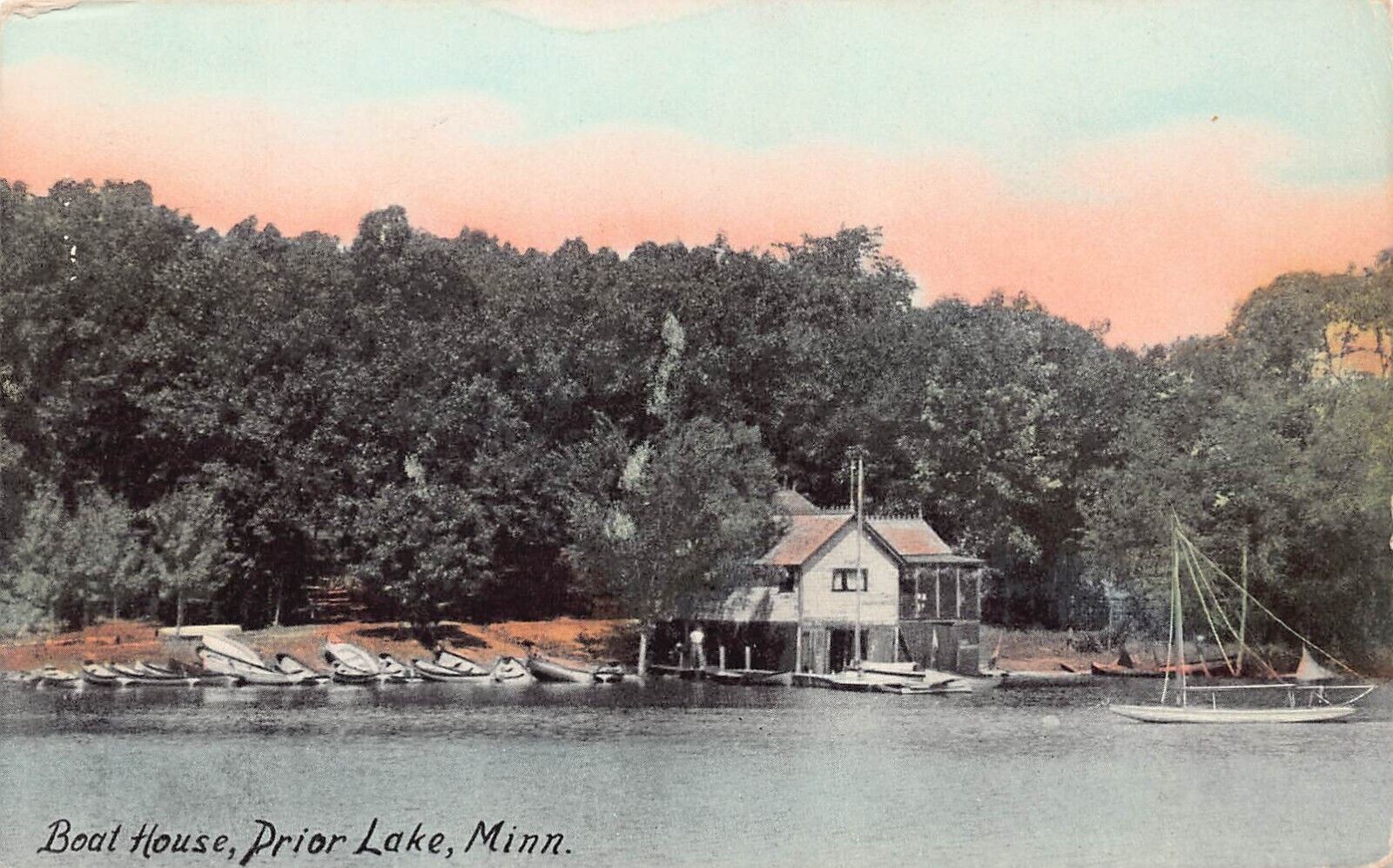 Prior Lake MN Minnesota Boat House Yacht Club Early 1900s Vtg Postcard C26