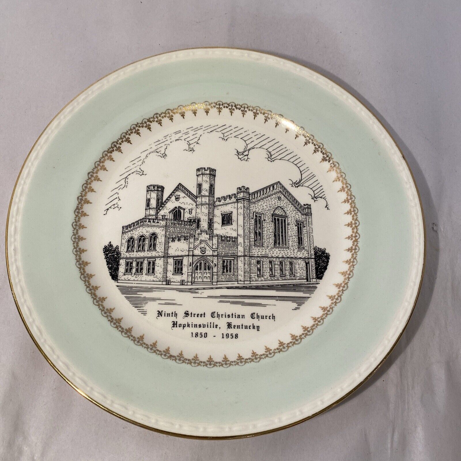 Vintage Homer Laughlin Ninth St Christian Church Hopkinsville KY Collector Plate