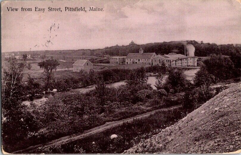 Vintage Postcard View from Easy Street Pittsfield ME Maine 1907            E-518