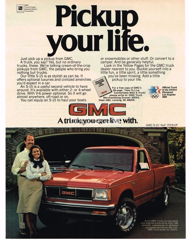 1984 GMC S-15 S15 Red Pickup Truck Vintage Ad 