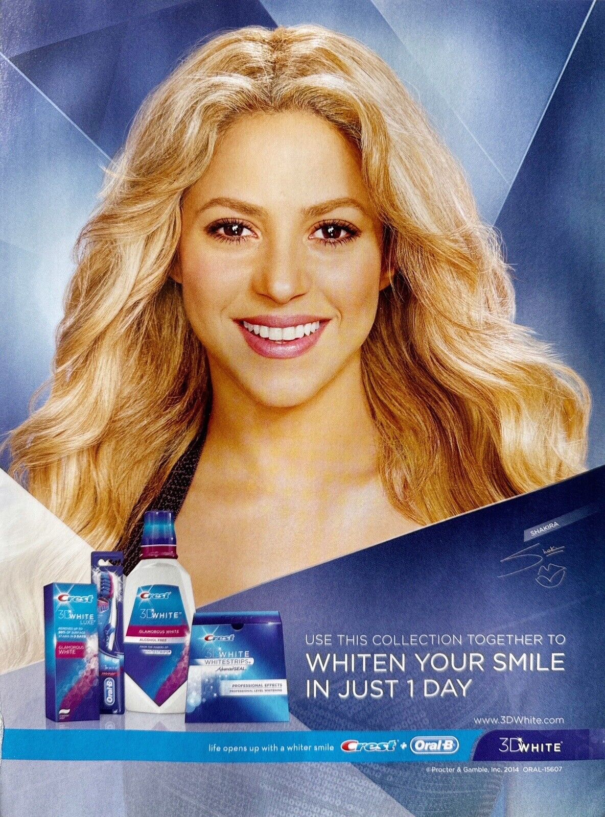 2014 Shakira for Crest 3D White Collection MAGAZINE PRINT AD Advertisement Page
