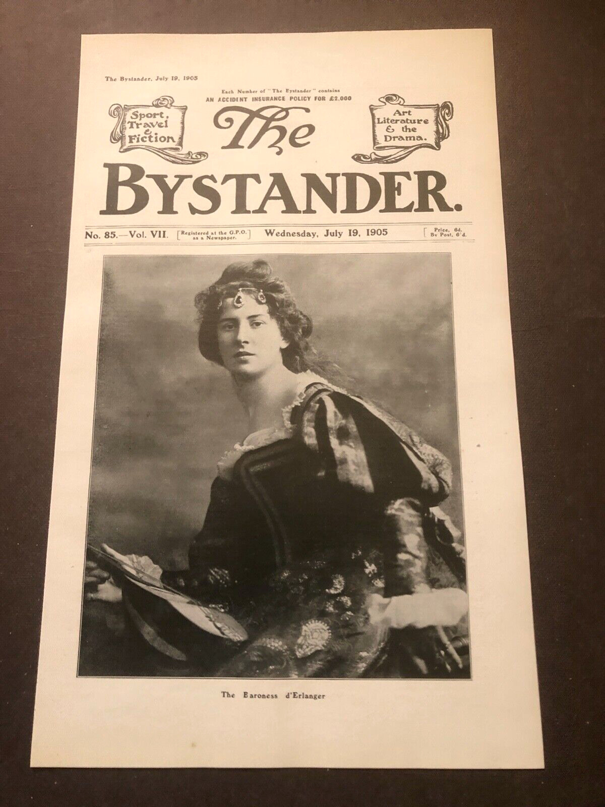 1905 bystander print - the baroness d'erlanger