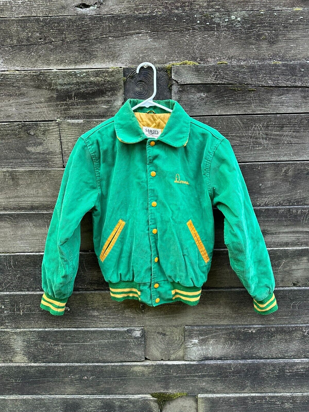 Vintage 80s North Hunterdon High School Letterman Band Jacket used Green