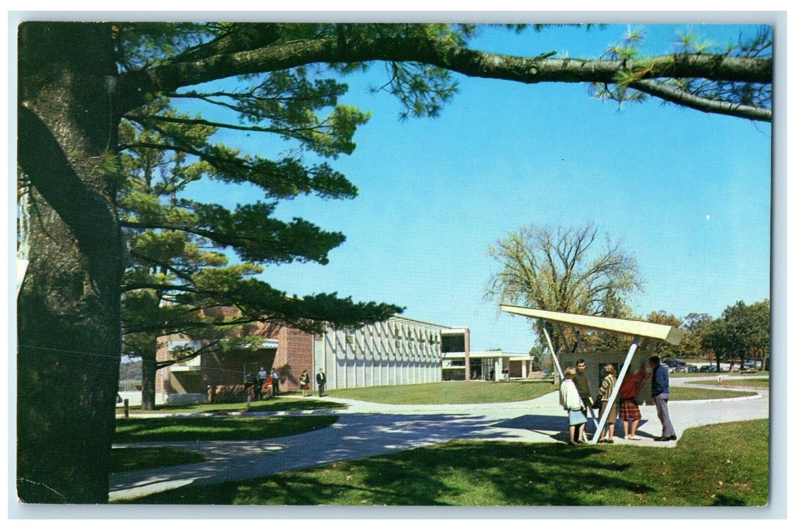 c1950's Centennial Union Luther College Campus Students Decorah Iowa IA Postcard