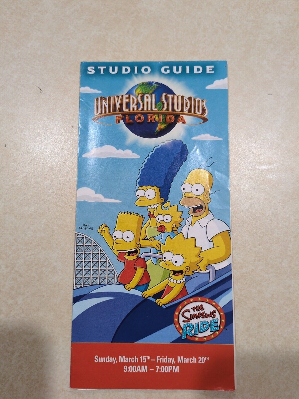 2009 UNIVERSAL STUDIOS ORLANDO FLORIDA PARK GUIDE MAP March The Simpsons Ride